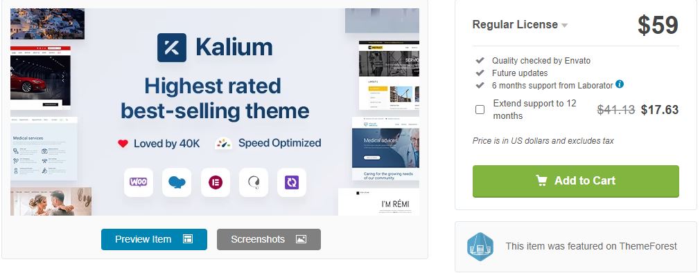 Kalium: WordPress freelancer theme