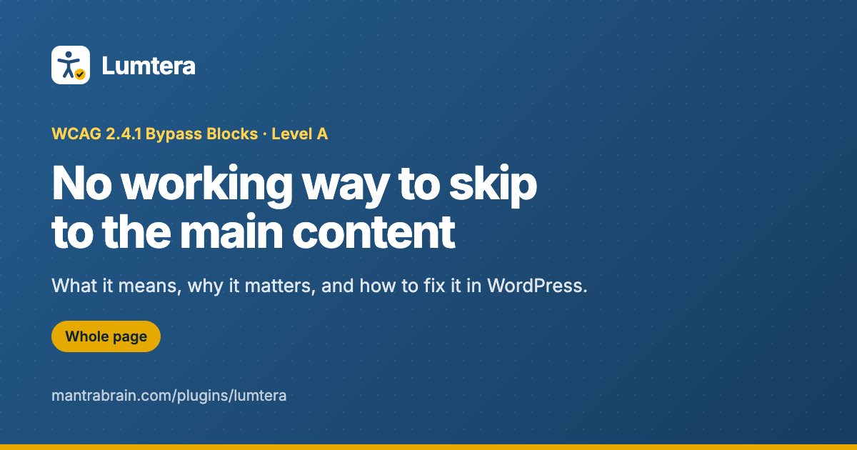 No working way to skip to the main content – Fix It in WordPress