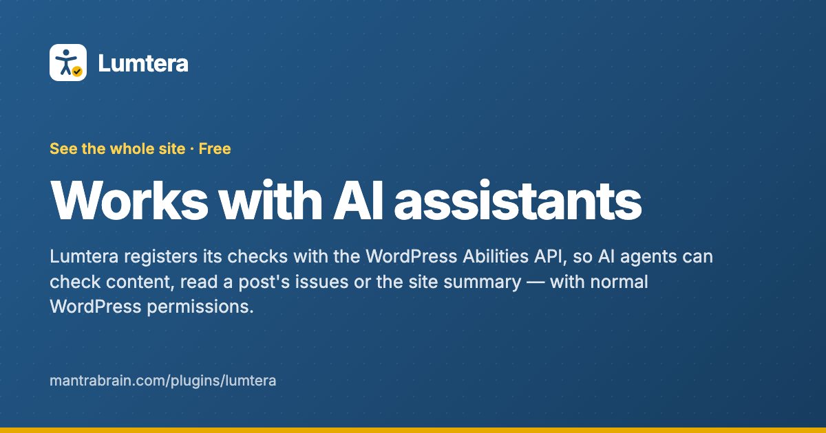 Works with AI assistants – Lumtera Free